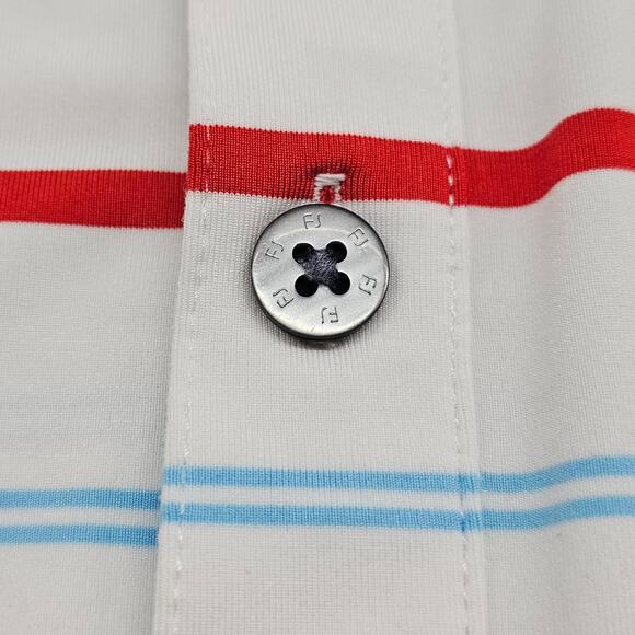 FootJoy Shirt Mens Large Golf Polo Stripes Plantation Course Edisto White Red - Picture 9 of 15